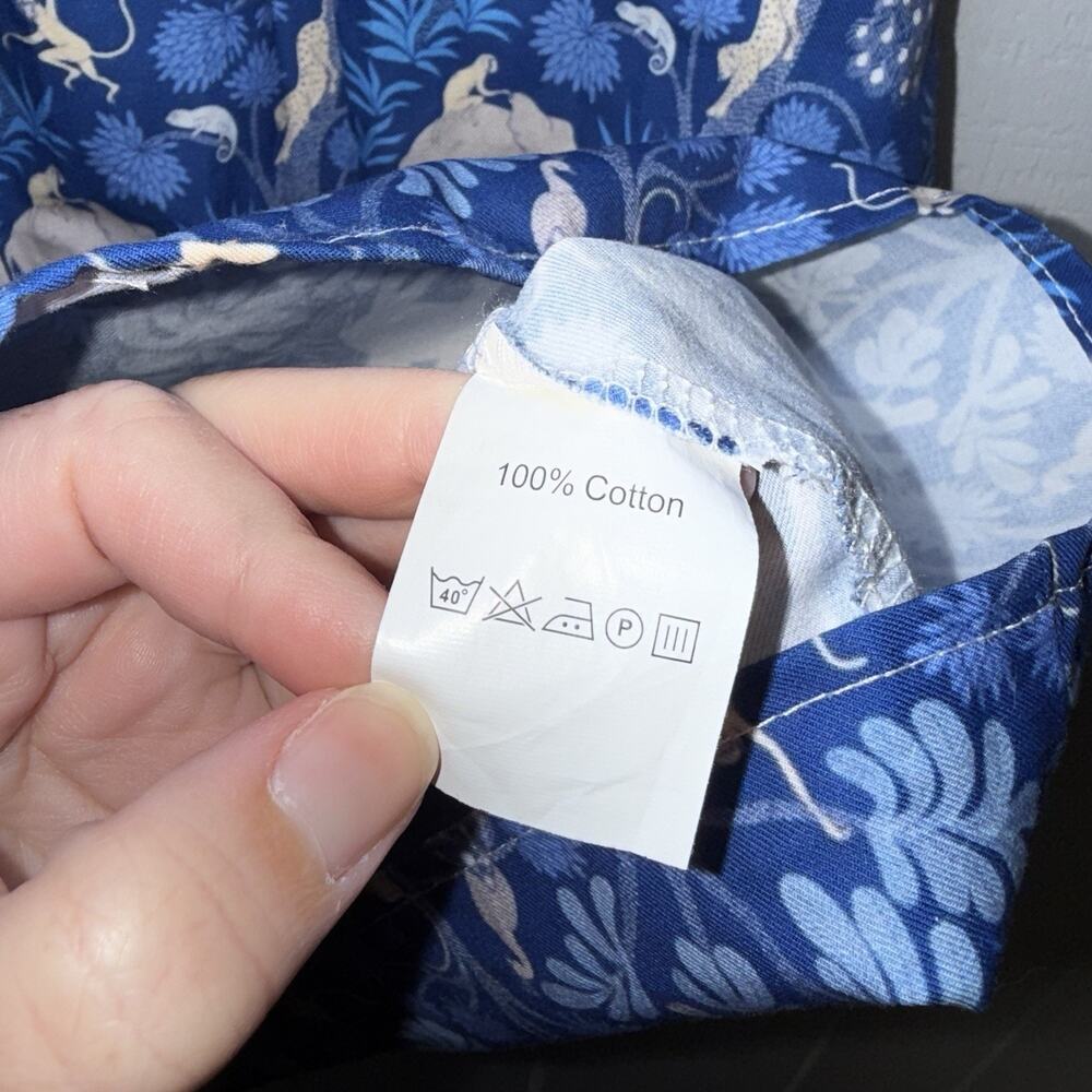 Boozelele Women’s Cotton Shirt Dress Elephant Jungle Print Blue Size Small - Picture 5 of 5